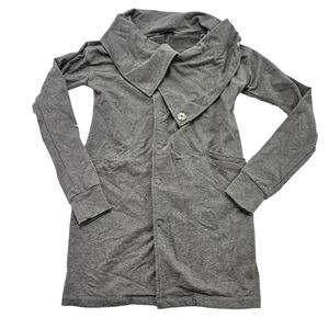 BEBE‎ Sport Sz S Gray Longline Button Up Funnel Neck Cozy Athleisure Jacket